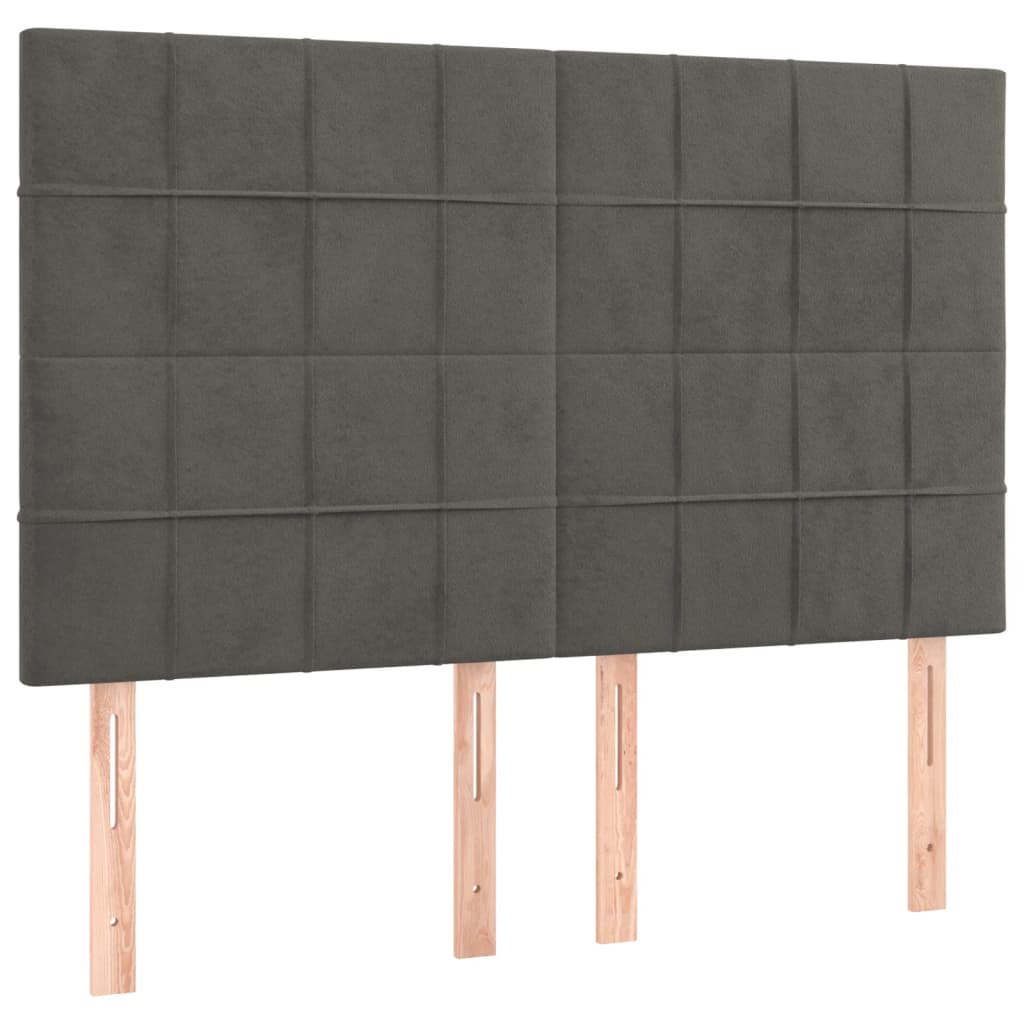Testiera a LED Grigio Scuro 144x5x118/128cm in Velluto