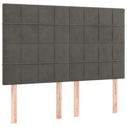 Testiera a LED Grigio Scuro 144x5x118/128cm in Velluto