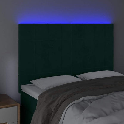 Testiera a LED Verde Scuro 144x5x118/128cm in Velluto