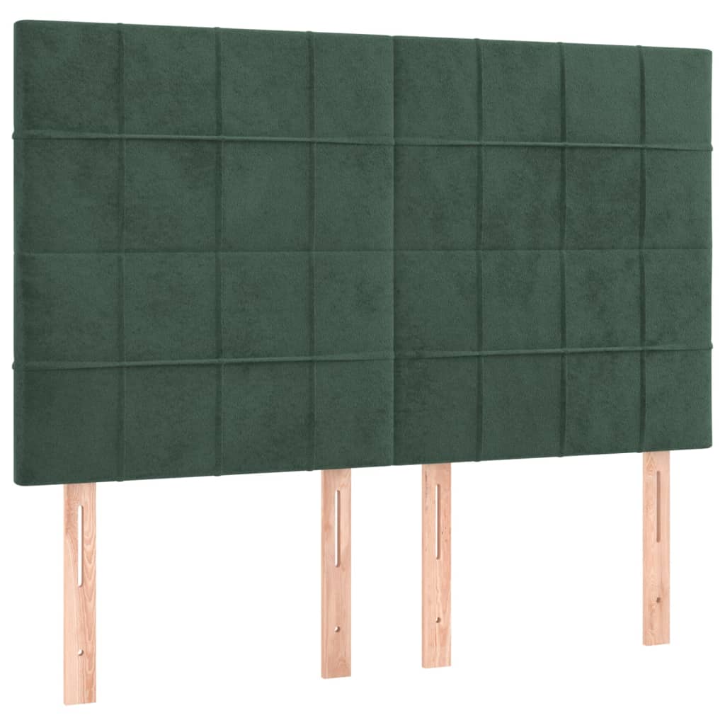 Testiera a LED Verde Scuro 144x5x118/128cm in Velluto