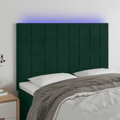 Testiera a LED Verde Scuro 144x5x118/128cm in Velluto