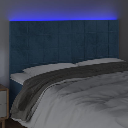 Testiera a LED Blu Scuro 160x5x118/128 cm in Velluto