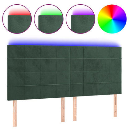 Testiera a LED Verde Scuro 180x5x118/128cm in Velluto