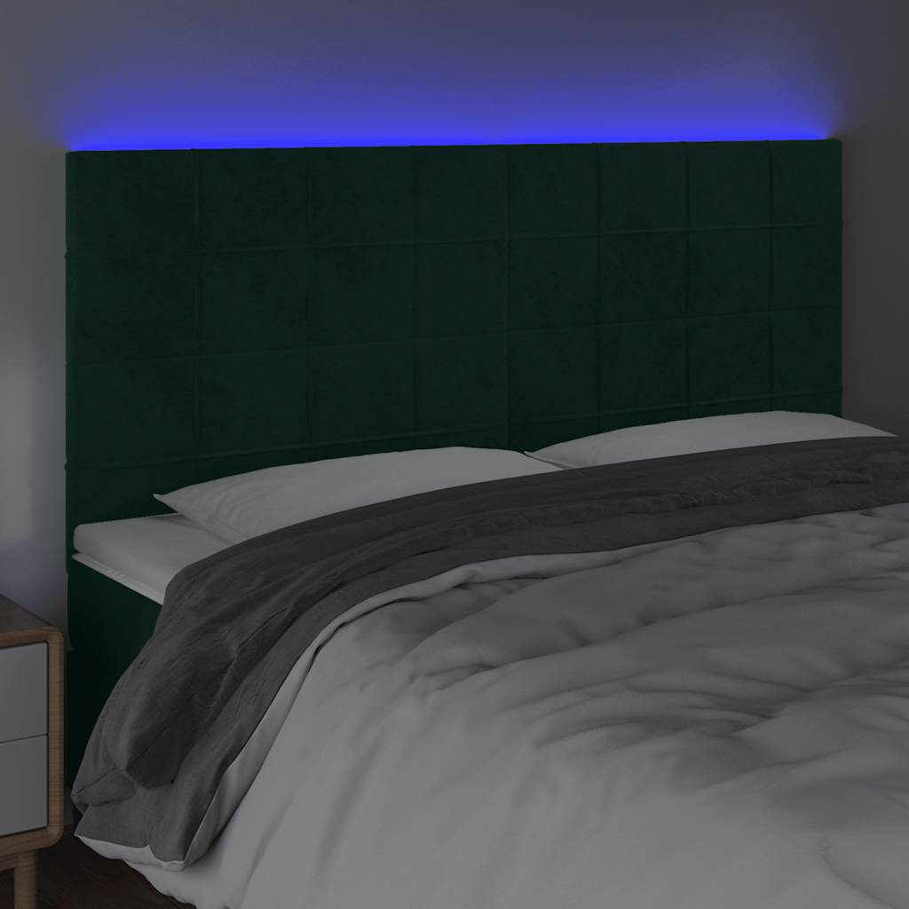 Testiera a LED Verde Scuro 180x5x118/128cm in Velluto