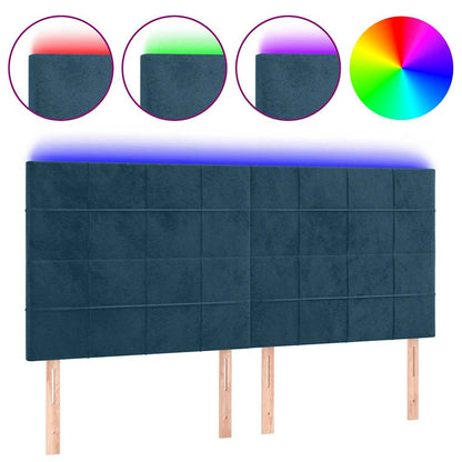 Testiera a LED Blu Scuro 180x5x118/128 cm in Velluto