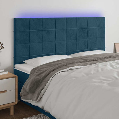 Testiera a LED Blu Scuro 180x5x118/128 cm in Velluto