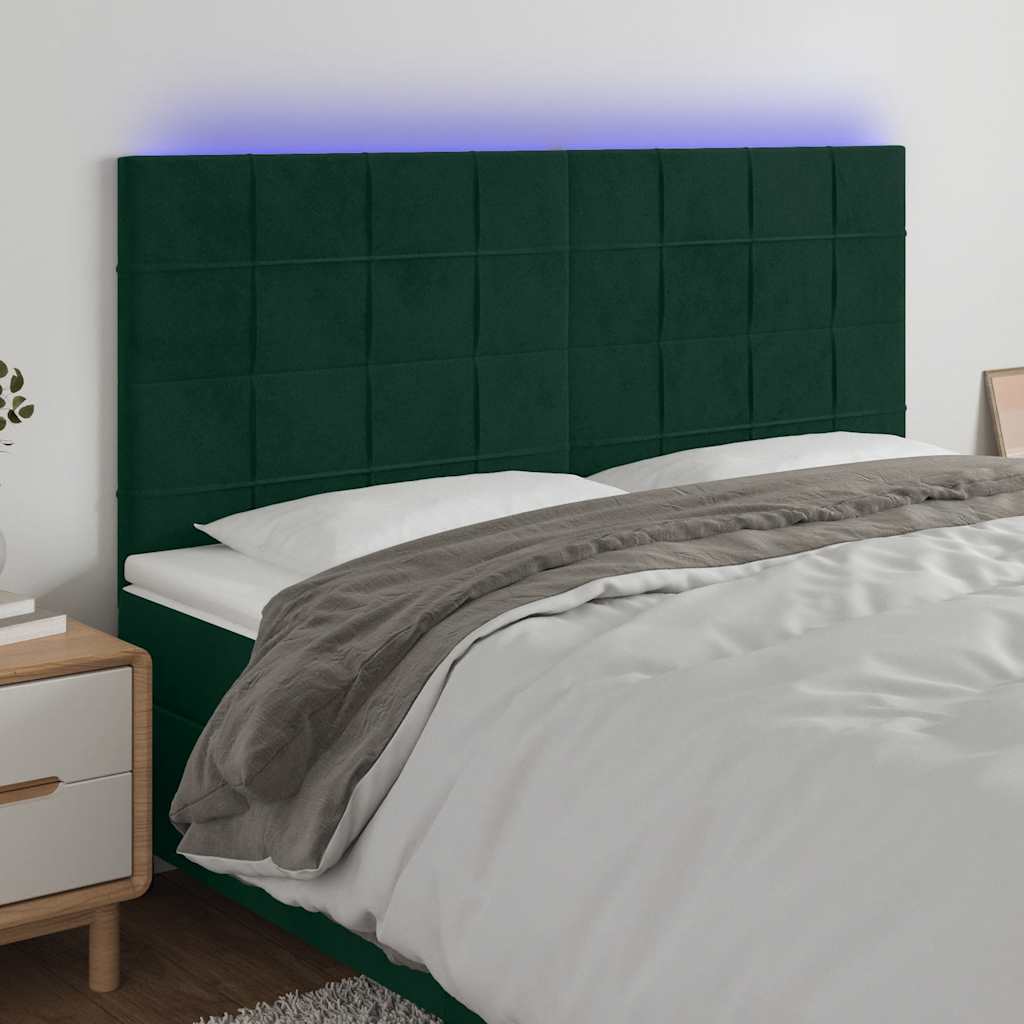 Testiera a LED Verde Scuro 200x5x118/128 cm in Velluto
