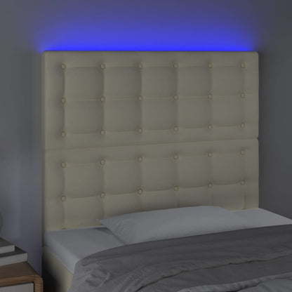 Testiera a LED Crema 80x5x118/128 cm in Similpelle