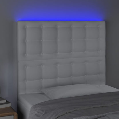 Testiera a LED Bianco 100x5x118/128 cm in Similpelle