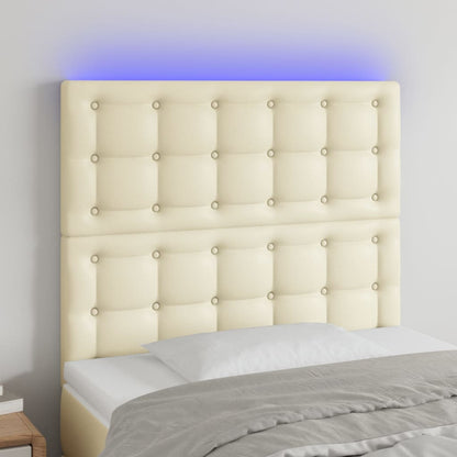 Testiera a LED Crema 100x5x118/128 cm in Similpelle