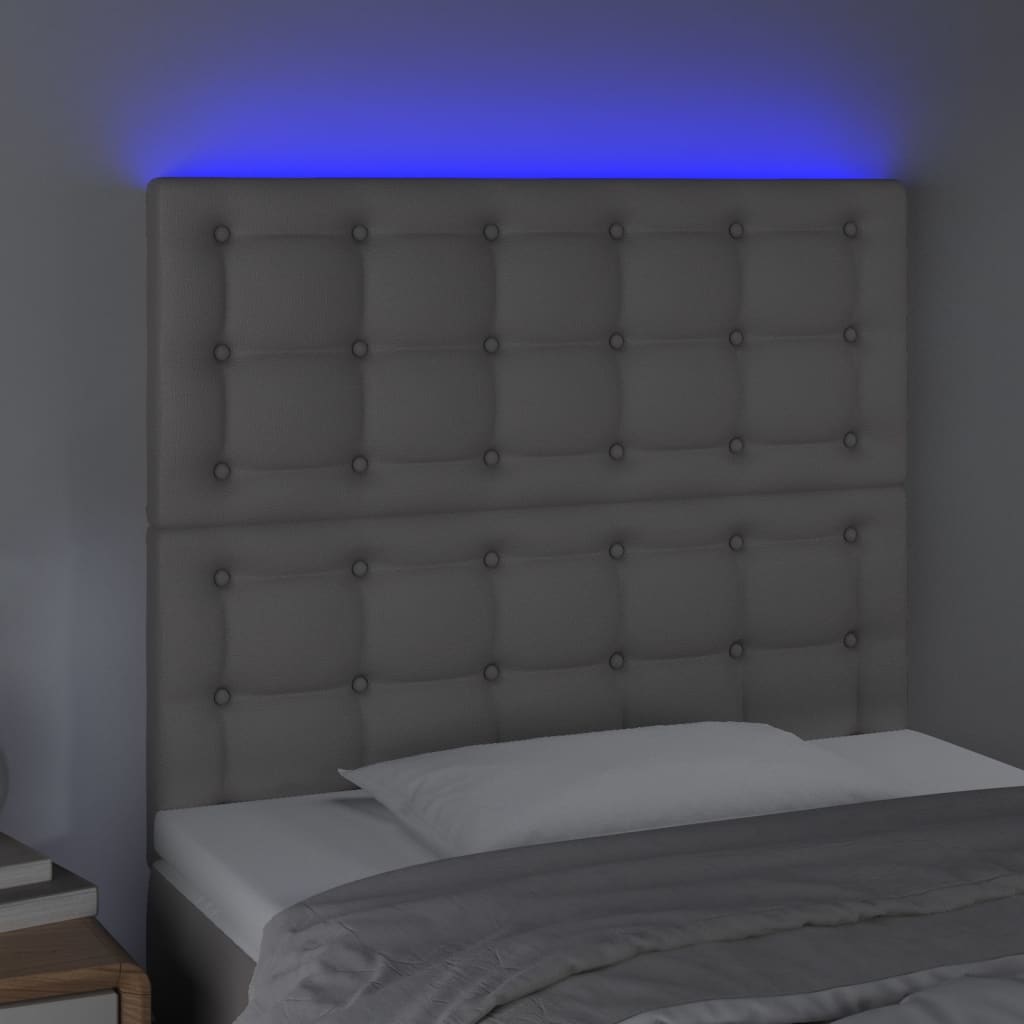 Testiera a LED Grigio 100x5x118/128cm in Similpelle