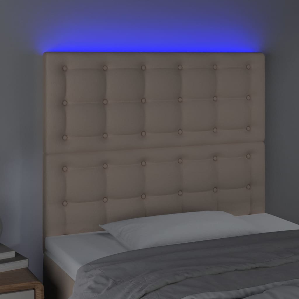 Testiera a LED Cappuccino 100x5x118/128 cm in Similpelle