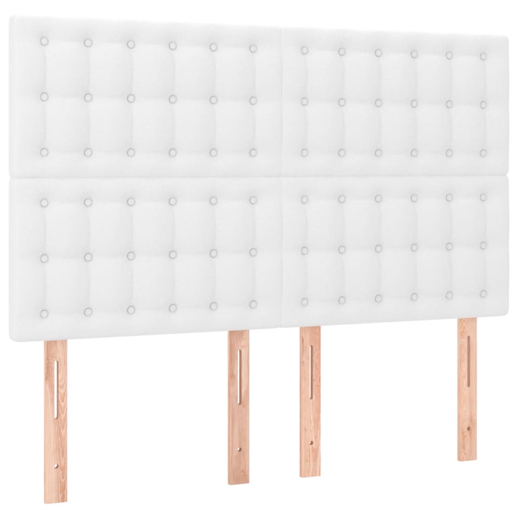 Testiera a LED Bianco 144x5x118/128 cm in Similpelle