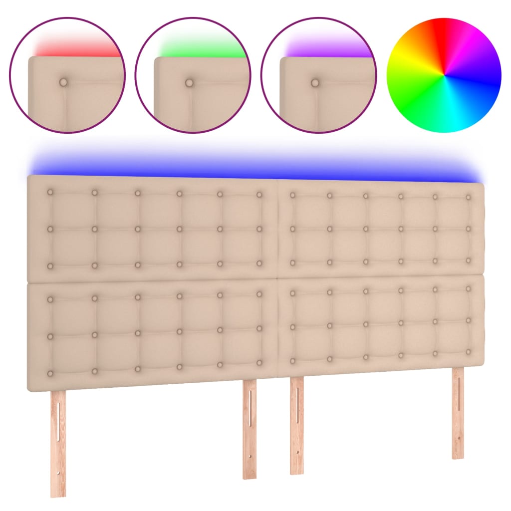 Testiera a LED Cappuccino 160x5x118/128 cm in Similpelle