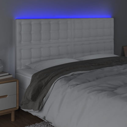 Testiera a LED rosa 200x5x118/128 cm in Similpelle