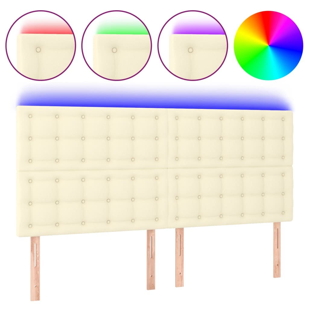 Testiera a LED Crema 200x5x118/128 cm in Similpelle