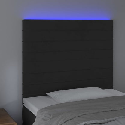 Testiera a LED Nera 80x5x118/128 cm in Velluto