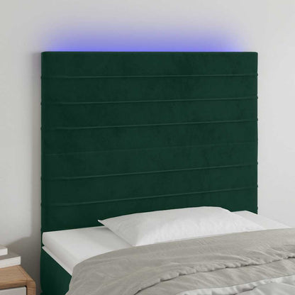 Testiera a LED verde Scuro 80x5x118/128 cm in Velluto