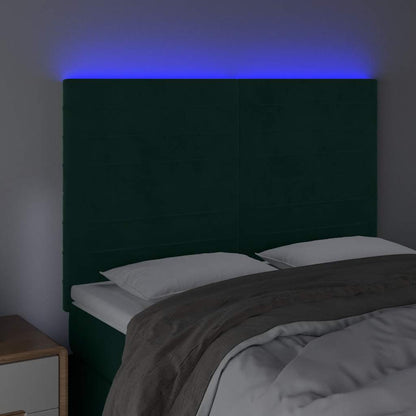 Testiera a LED Verde Scuro 144x5x118/128cm in Velluto