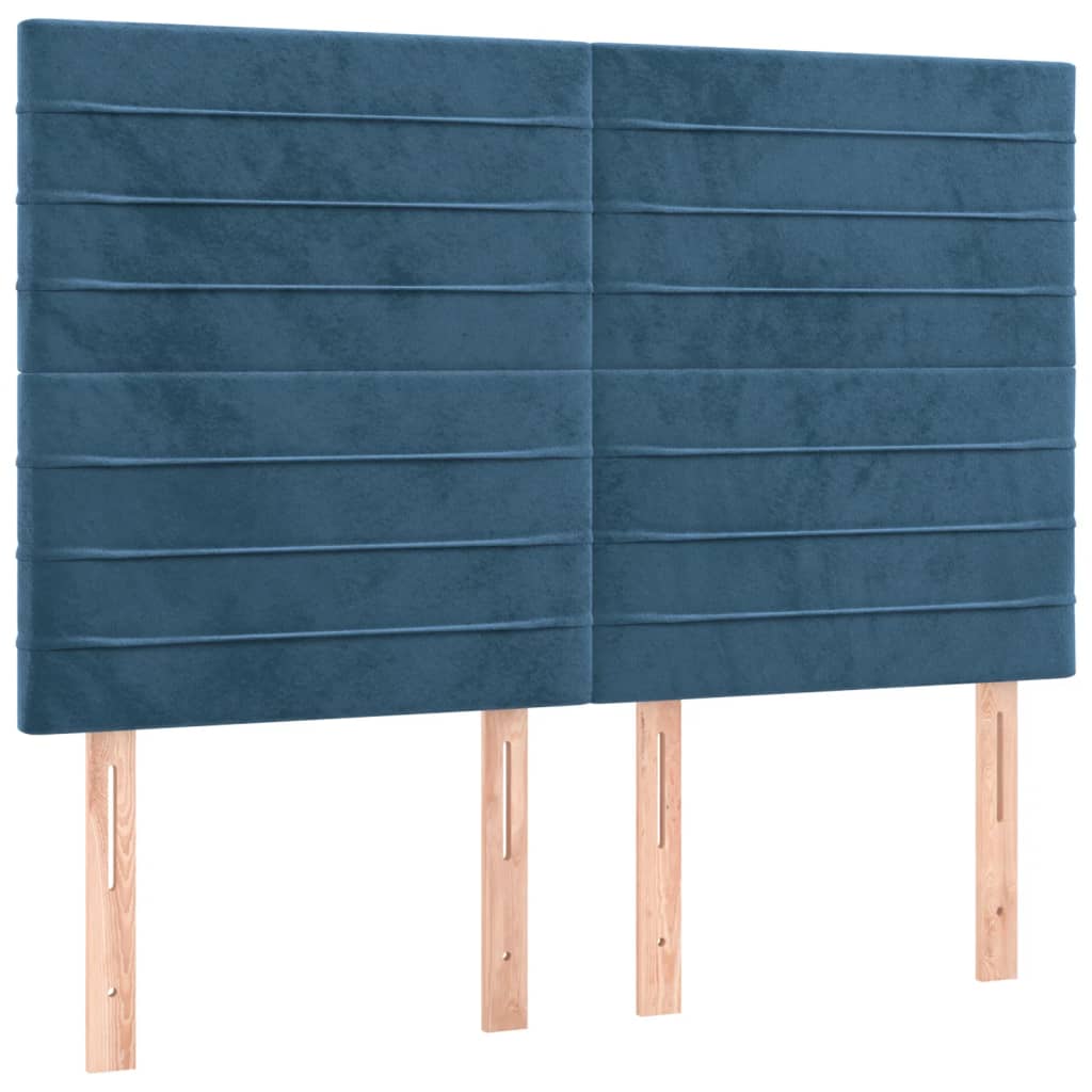 Testiera a LED Blu Scuro 144x5x118/128 cm in Velluto