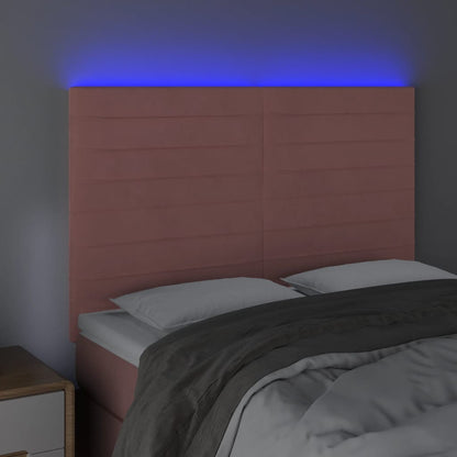 Testiera a LED Rosa 144x5x118/128 cm in Velluto