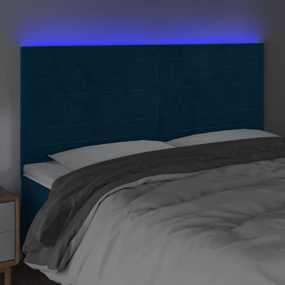 Testiera a LED Blu Scuro 160x5x118/128 cm in Velluto