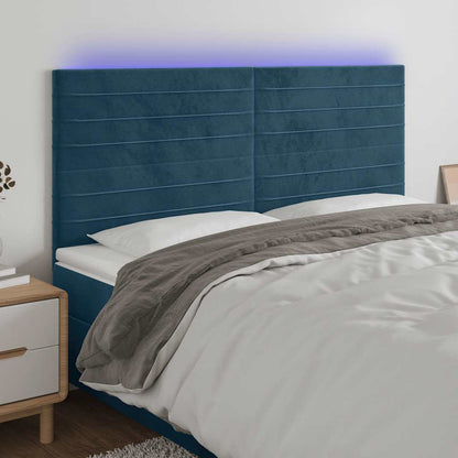 Testiera a LED Blu Scuro 160x5x118/128 cm in Velluto
