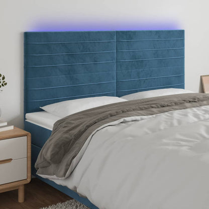 Testiera a LED Blu Scuro 160x5x118/128 cm in Velluto