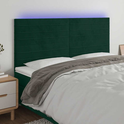 Testiera a LED Verde Scuro 180x5x118/128cm in Velluto