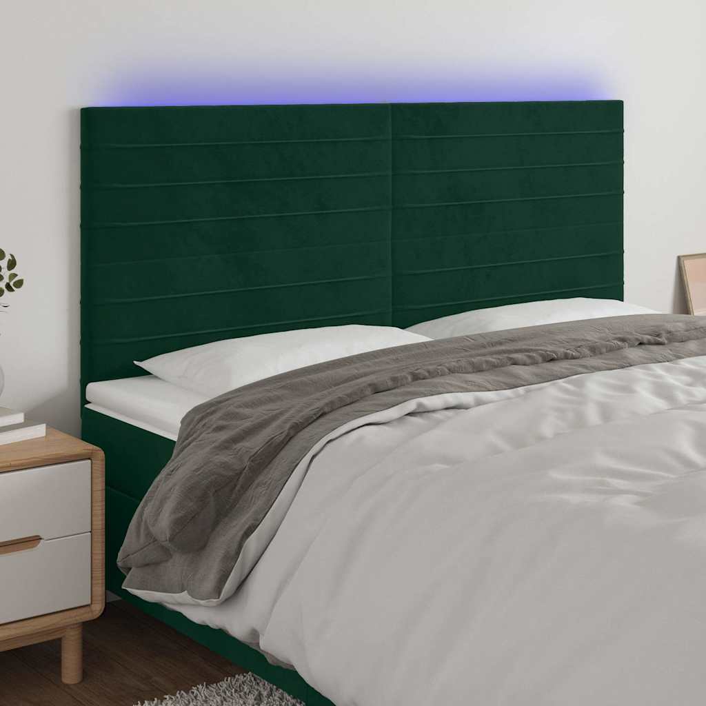 Testiera a LED Verde Scuro 200x5x118/128 cm in Velluto