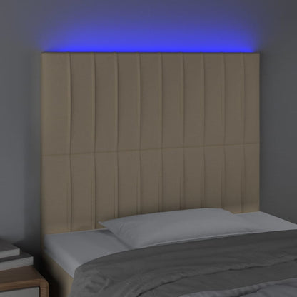 Testiera a LED crema 90x5x118/128 cm in Tessuto