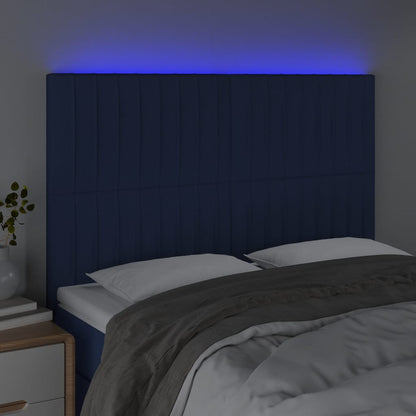 Testiera a LED Blu 144x5x118/128 cm in Tessuto