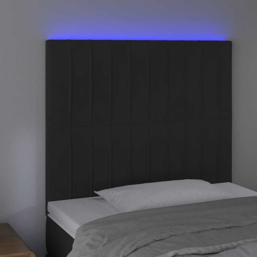 Testiera a LED Nera 80x5x118/128 cm in Velluto