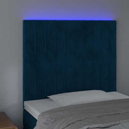 Testiera a LED Blu scuro 80x5x118/128 cm in Velluto