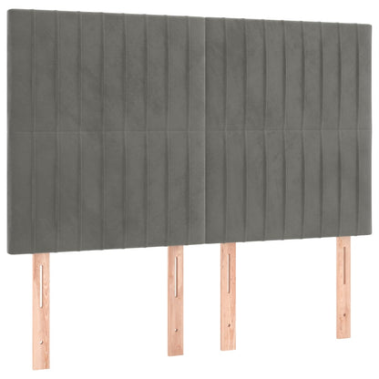 Testiera a LED Grigio Chiaro 144x5x118/128 cm in Velluto