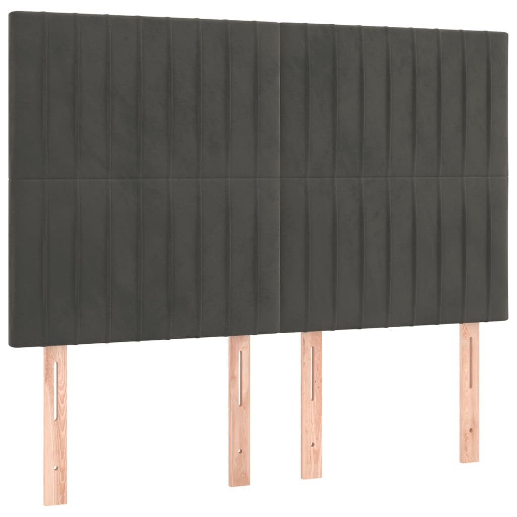 Testiera a LED Grigio Scuro 144x5x118/128cm in Velluto