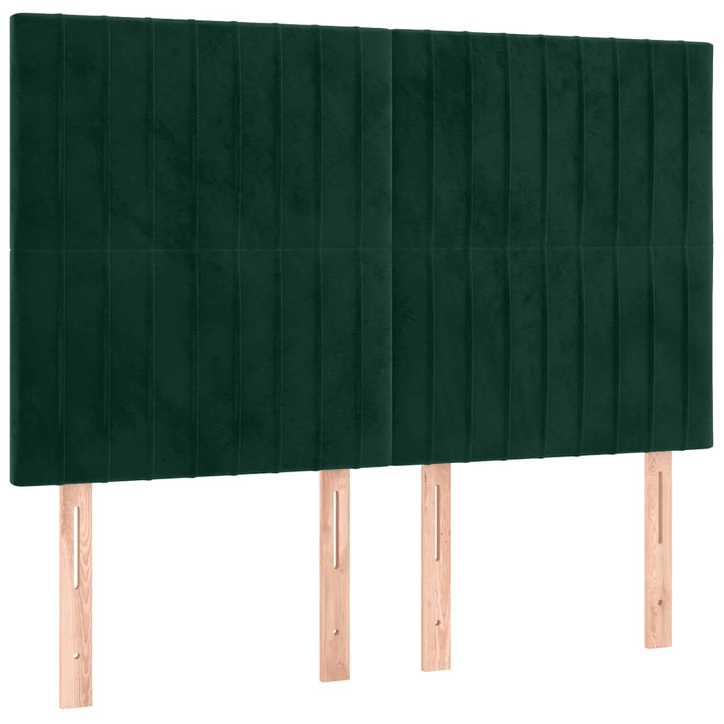 Testiera a LED Verde Scuro 144x5x118/128cm in Velluto