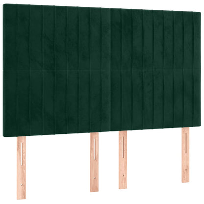 Testiera a LED Verde Scuro 144x5x118/128cm in Velluto