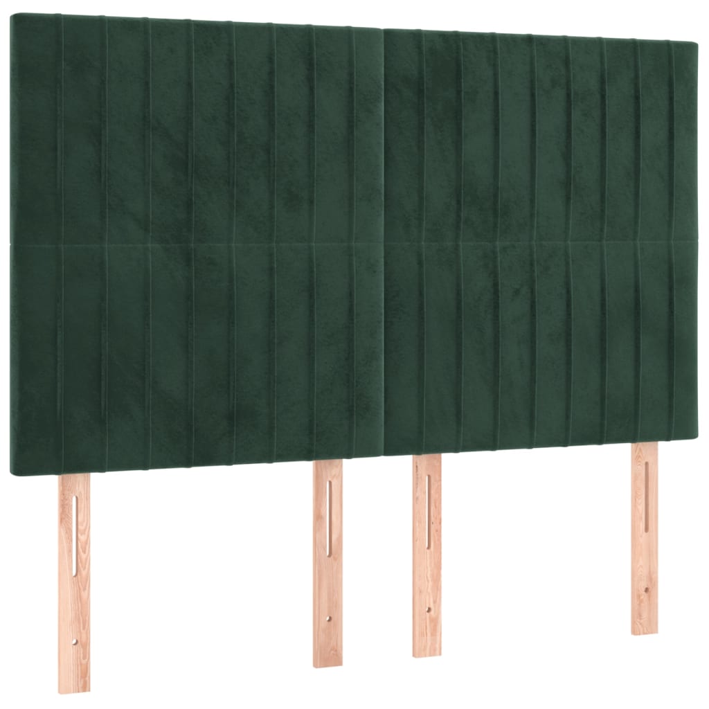 Testiera a LED Verde Scuro 144x5x118/128cm in Velluto