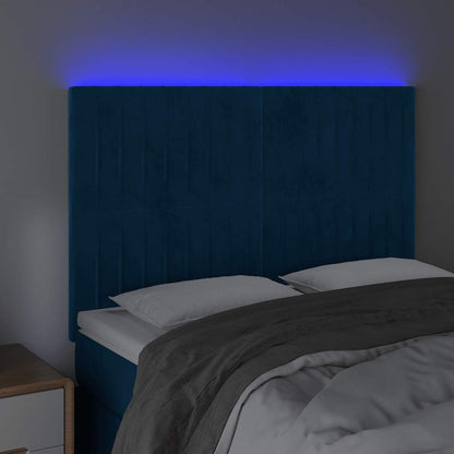 Testiera a LED Blu Scuro 144x5x118/128 cm in Velluto