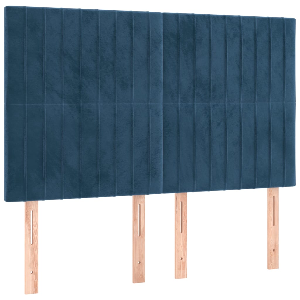 Testiera a LED Blu Scuro 144x5x118/128 cm in Velluto
