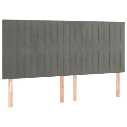 Testiera a LED Grigio Chiaro 160x5x118/128 cm in Velluto