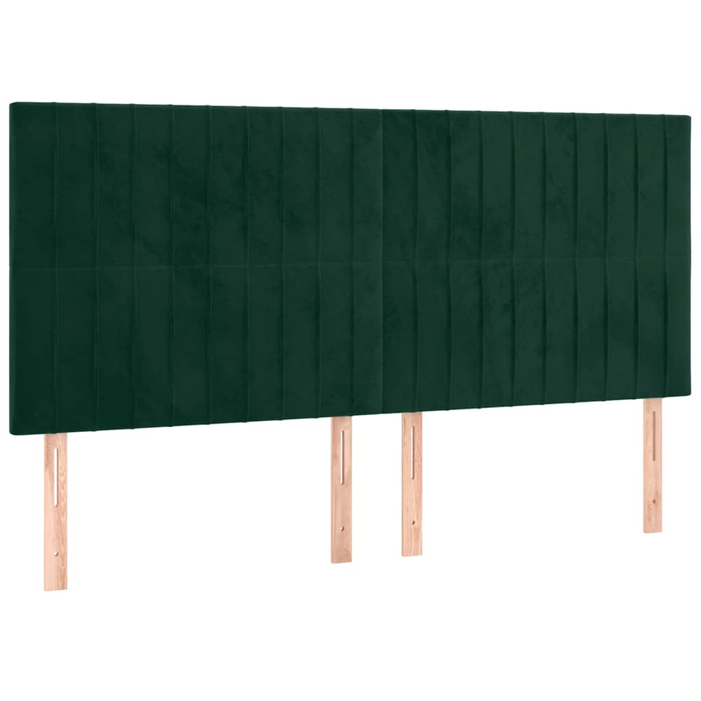 Testiera a LED Verde Scuro 160x5x118/128cm in Velluto