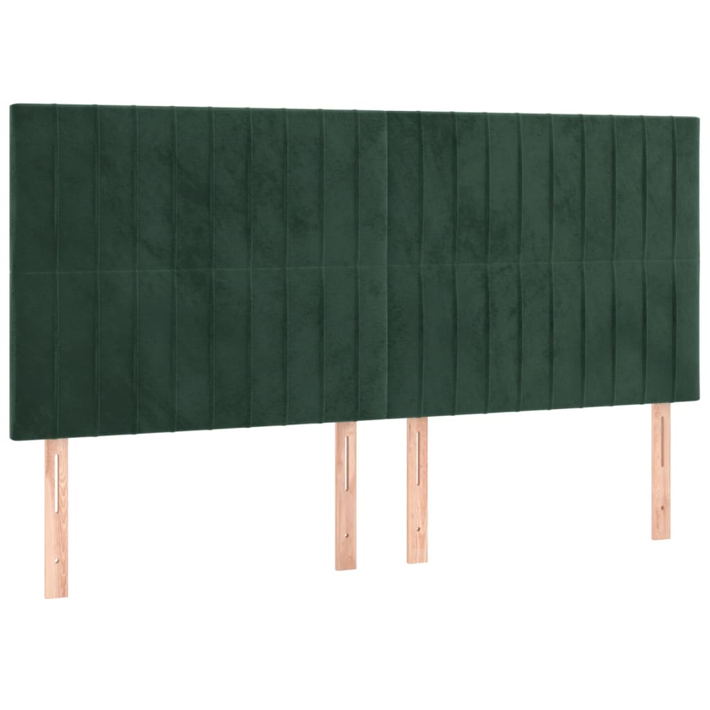 Testiera a LED Verde Scuro 160x5x118/128cm in Velluto