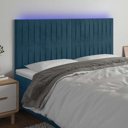 Testiera a LED Blu Scuro 160x5x118/128 cm in Velluto