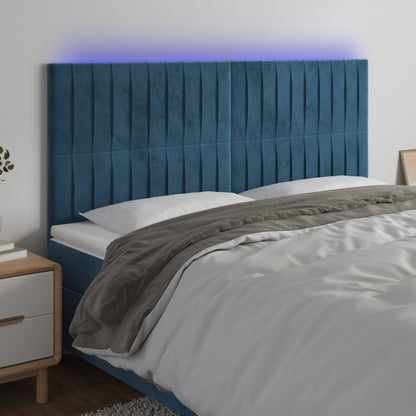 Testiera a LED Blu Scuro 160x5x118/128 cm in Velluto
