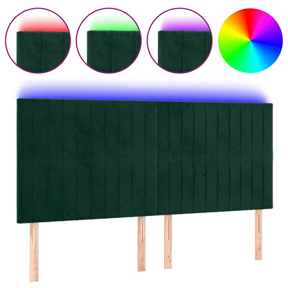 Testiera a LED Verde Scuro 180x5x118/128cm in Velluto