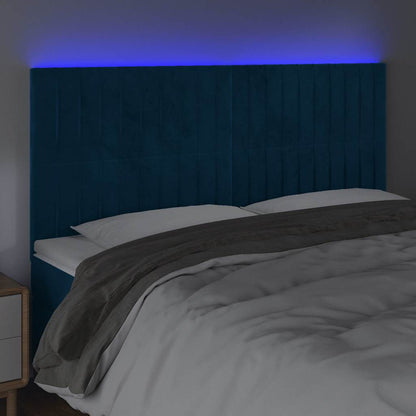 Testiera a LED Blu Scuro 180x5x118/128 cm in Velluto