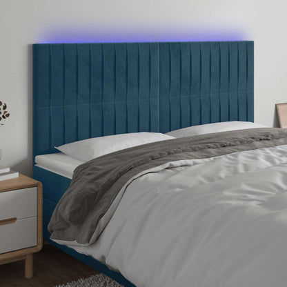 Testiera a LED Blu Scuro 180x5x118/128 cm in Velluto