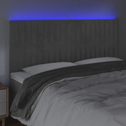 Testiera a LED Grigio Chiaro 200x5x118/128 cm in Velluto